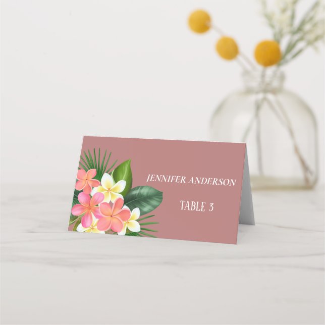 Minimalist Canyon Rose  Flower Wedding Place Cards (Back)