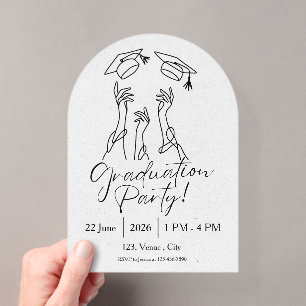 Minimalist Cap Graduation Party Acrylic Invitations