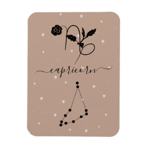 Minimalist Capricorn zodiac sign Black silhouette Magnet