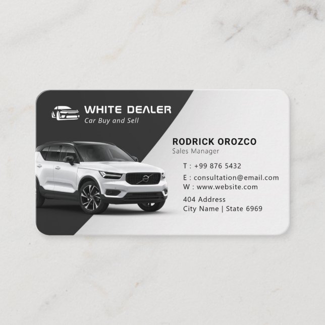 Minimalist Car Dealer | Black White Business Card (Front)