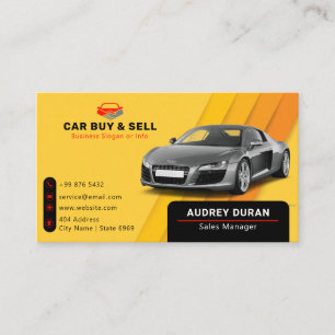 Minimalist Car Dealer   Orange Business Card