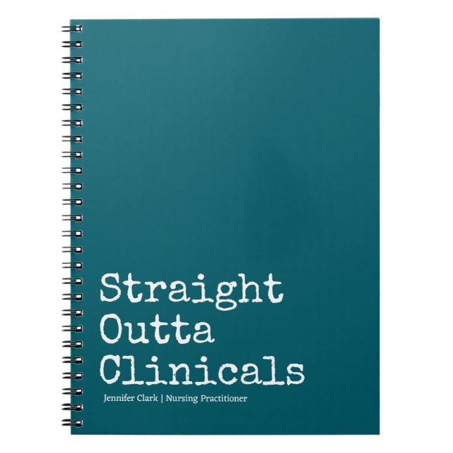 Minimalist Caribbean Blue Nursing Student College Notebook (Front)
