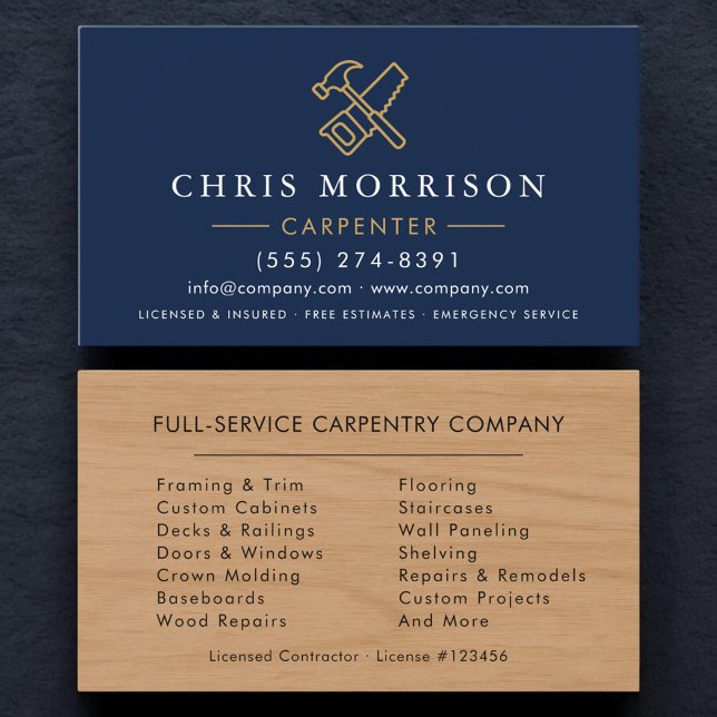Minimalist Carpenter Carpentry Wood Business Card (Creator Uploaded)