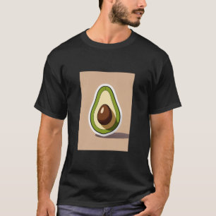 Minimalist Cartoon Half Avocado Sticker T-Shirt