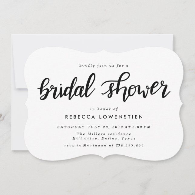 Minimalist Casual Handwritten Bridal Shower Invitation (Front)