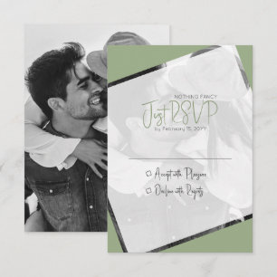 Minimalist Casual Sage Green Wedding RSVP Card