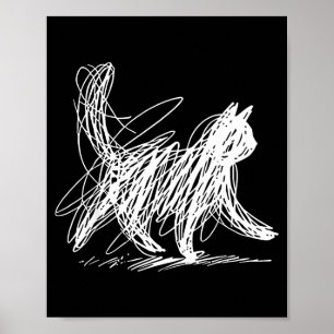 Minimalist Cat Art Illustration Poster