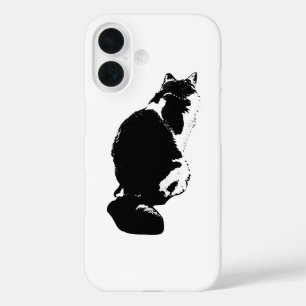 Minimalist Cat Back Silhouette Ink Art iPhone Case