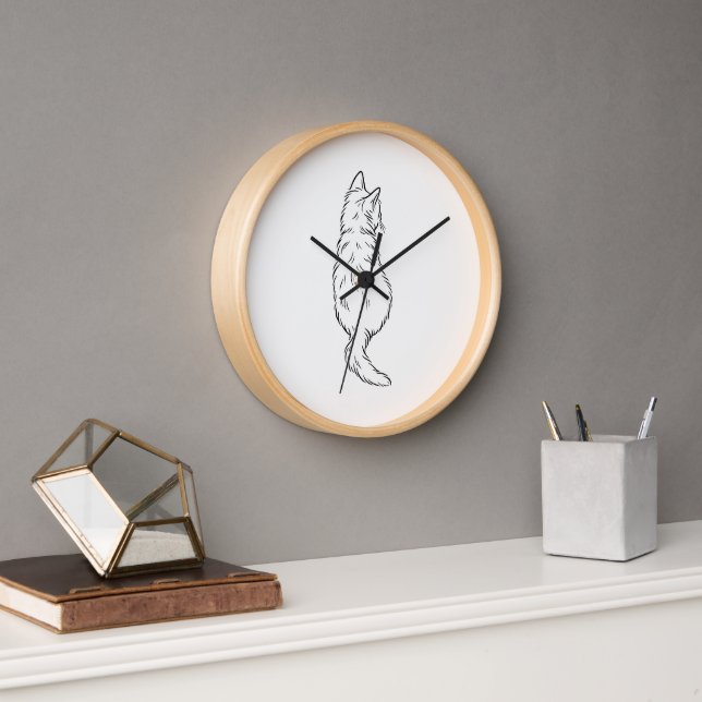 Minimalist Cat Back View Line Art Wall Clock (Office)