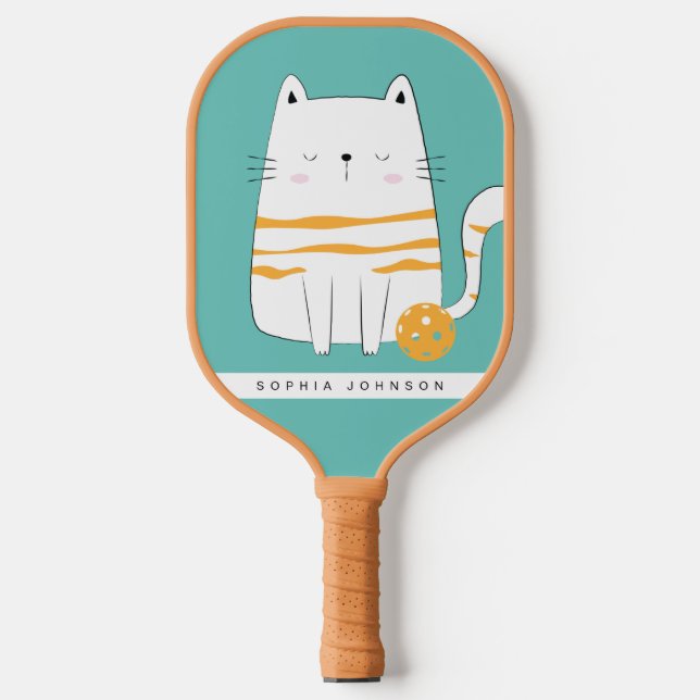 Minimalist Cat, Custom Name Pickleball Paddle (Front)