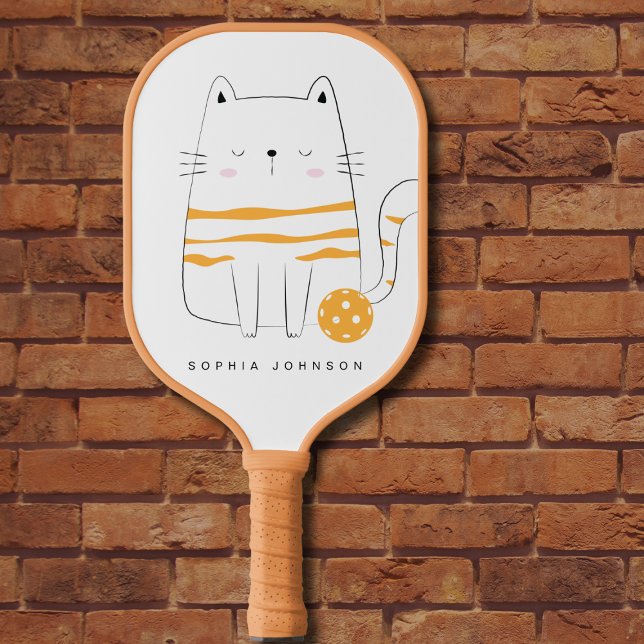 Minimalist Cat, Custom Name Pickleball Paddle (Creator Uploaded)