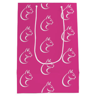 Minimalist Cat Design Pattern Pink Medium Gift Bag