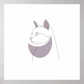 Minimalist Cat Essence Line Art Poster
