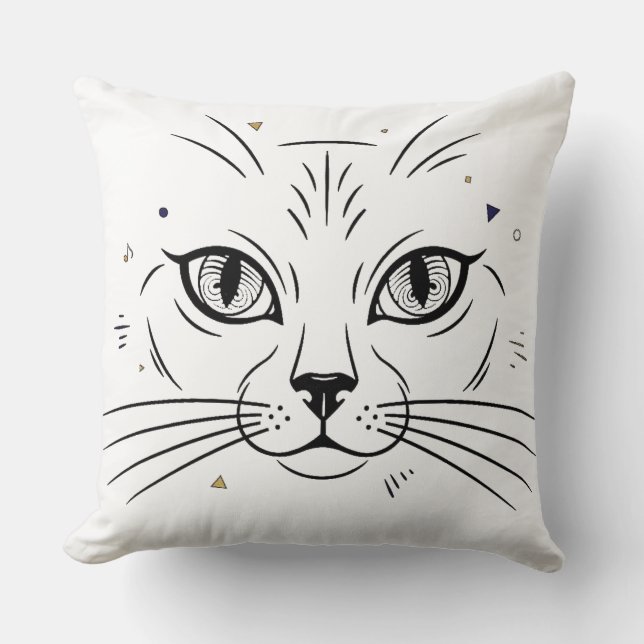 minimalist cat face line art  cushion (Front)