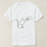 Minimalist Cat Fist Bump Line Art T-Shirt for Men