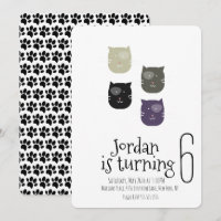 Minimalist Cat Kitten Pet Paws Birthday Party