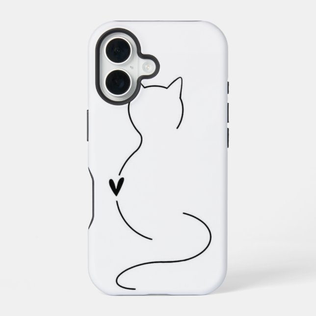 Minimalist Cat Line Art Phone Case – Cute & Modern (Back)