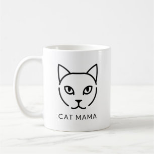 Minimalist "CAT MAMA" Mug   Cute Modern Cat Face 
