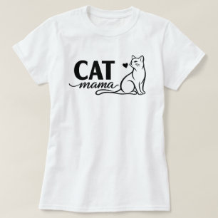 Minimalist Cat Mama T-Shirt - Cute Line Art Cat Mo