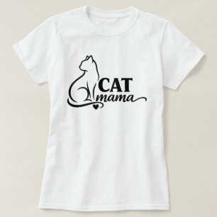 Minimalist Cat Mama T-Shirt - Cute Line Art Cat Mo