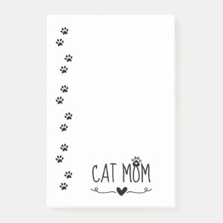 Minimalist Cat Mum Cute Paw Print Heart Cat Lover Post-it Notes