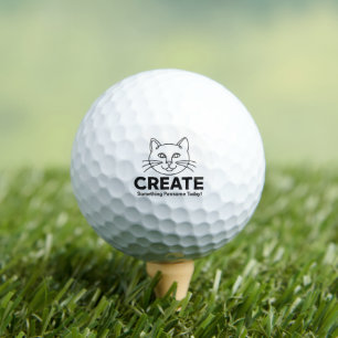 Minimalist Cat "Pawsome" Inspiration Golf Balls