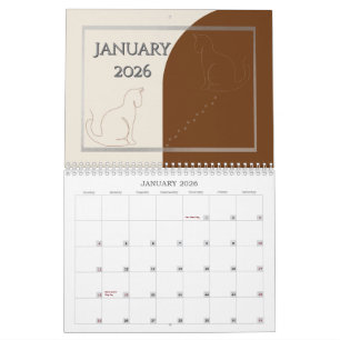 Minimalist Cat -Themed 2026 Desk Calendar Template