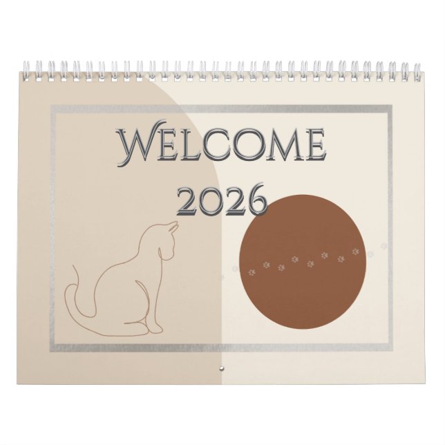 Minimalist Cat-Themed 2026 Desk Calendar Template (Cover)