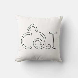 Minimalist Cat Typography Design – Modern Line Art Cushion