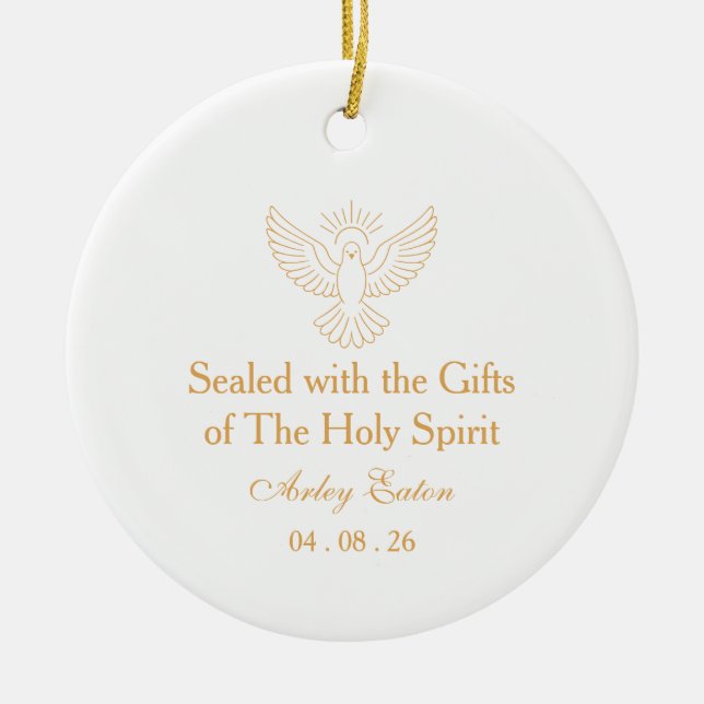 Minimalist Catholic Confirmation  Ceramic Tree Decoration (Front)