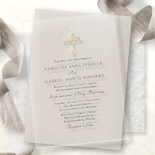 Minimalist Catholic Mass Wedding Acrylic Invitations