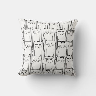 Minimalist Cats in Black and White - Patron Cushion