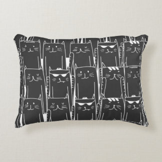 Minimalist Cats in White and Black - Style Decorative Cushion