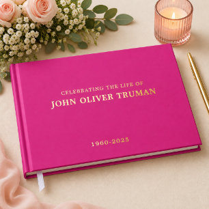 Minimalist Celebrating Life of Memorial Funeral Guest Book