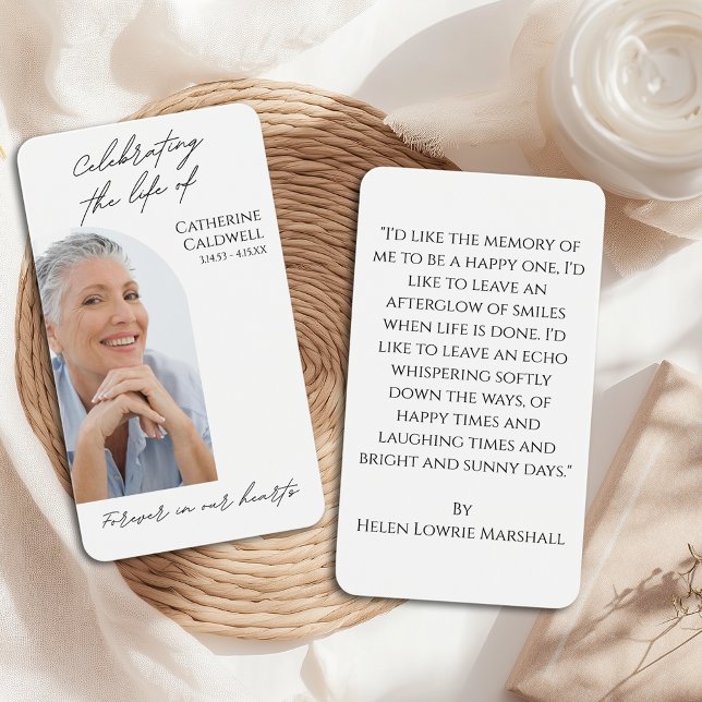 Minimalist Celebrating the Life Photo Prayer Card (Minimalist Celebrating the Life Photo Prayer Card
)