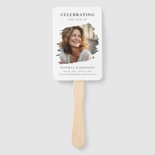 Minimalist Celebration of Life Funeral Photo Hand Fan