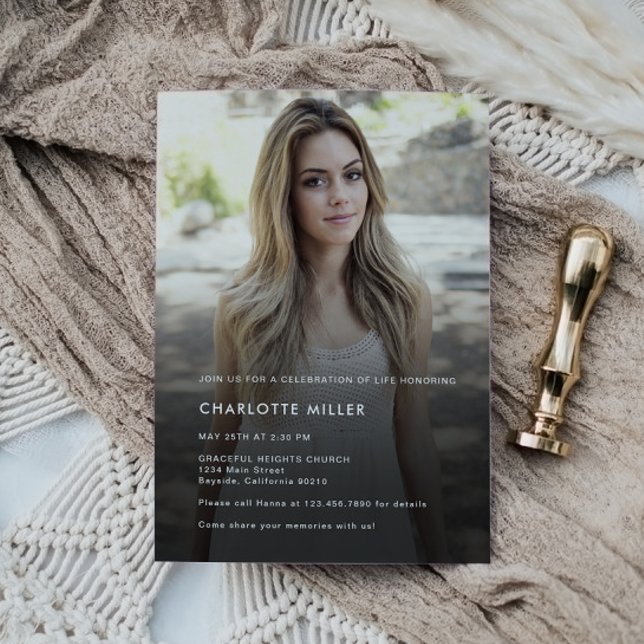 Minimalist Celebration Of Life Funeral Photo Invitation (Creator Uploaded)