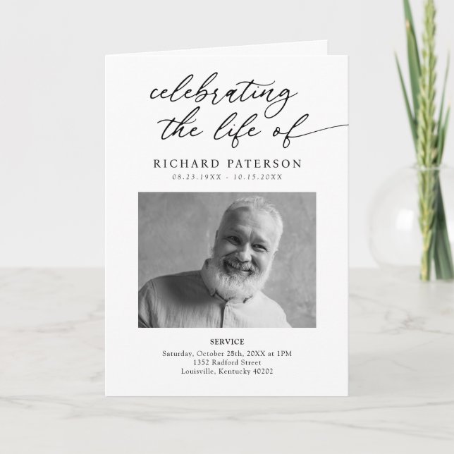 Minimalist Celebration of Life Funeral Program Programme (Front)