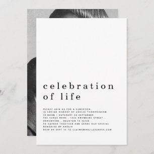 Minimalist Celebration of Life Luncheon Photo Invitation
