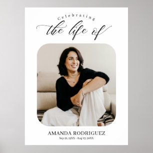 Minimalist Celebration of Life Photo Black&White Poster