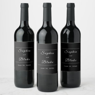 Minimalist Celestial Bride & Groom Wedding Wine Label