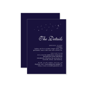 Minimalist Celestial Midnight Blue Wedding Details Enclosure Card