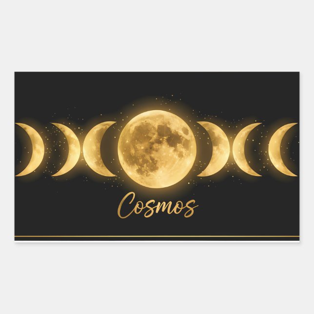 Minimalist Celestial Moon Phases Rectangular Sticker (Front)
