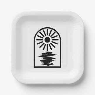 Minimalist Celestial Sun and water Paper Plate