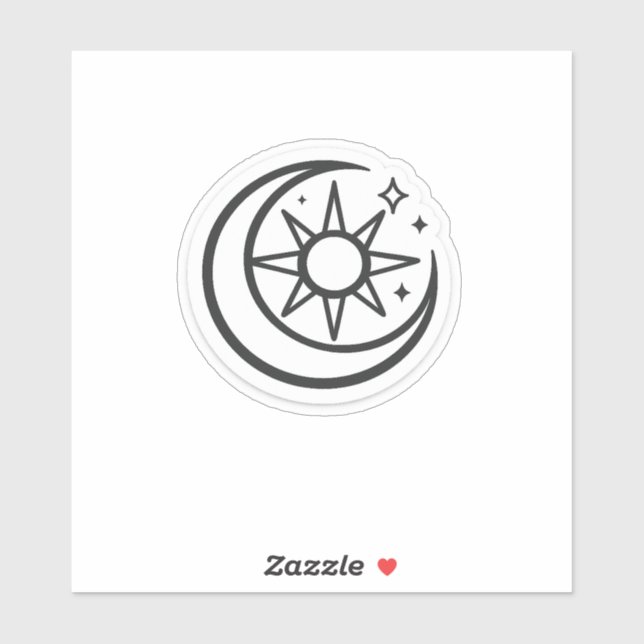 Minimalist Celestial Sun Moon Car Decal Sticker (Sheet)