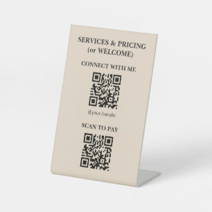 Minimalist Ceramic Beauty Salon QR Code Table Pedestal Sign
