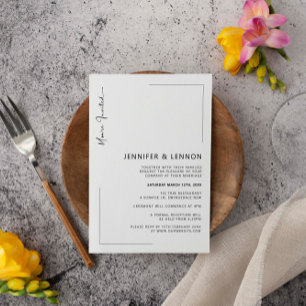 Minimalist Ceremony Reception Wedding Invitation