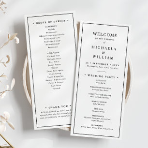 Minimalist Ceremony & Reception Wedding Programme