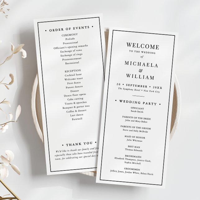 Minimalist Ceremony & Reception Wedding Programme (Creator Uploaded)