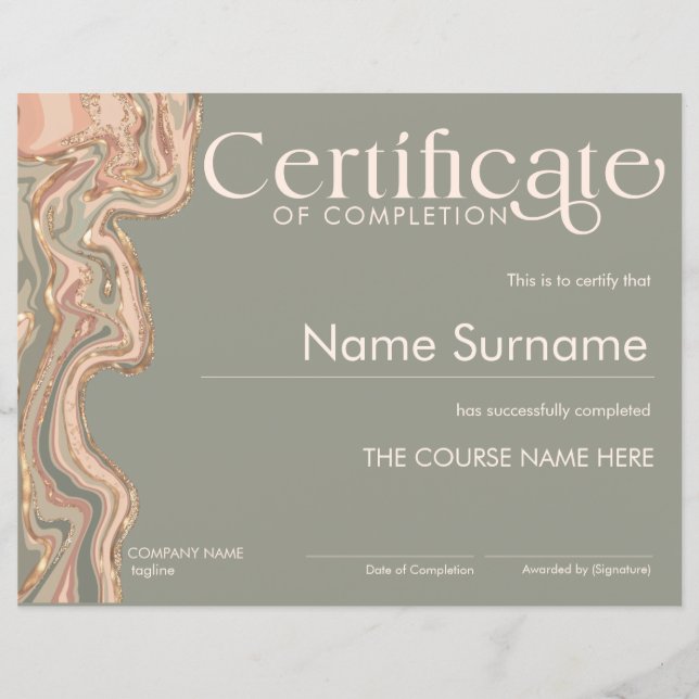 Minimalist Certificate of Completion Boho (Front)